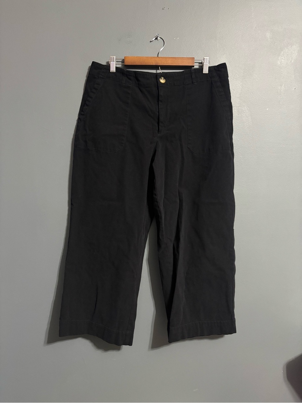 Wonderly Black boho Cropped Wide-Leg Beachy Pants Womens 14